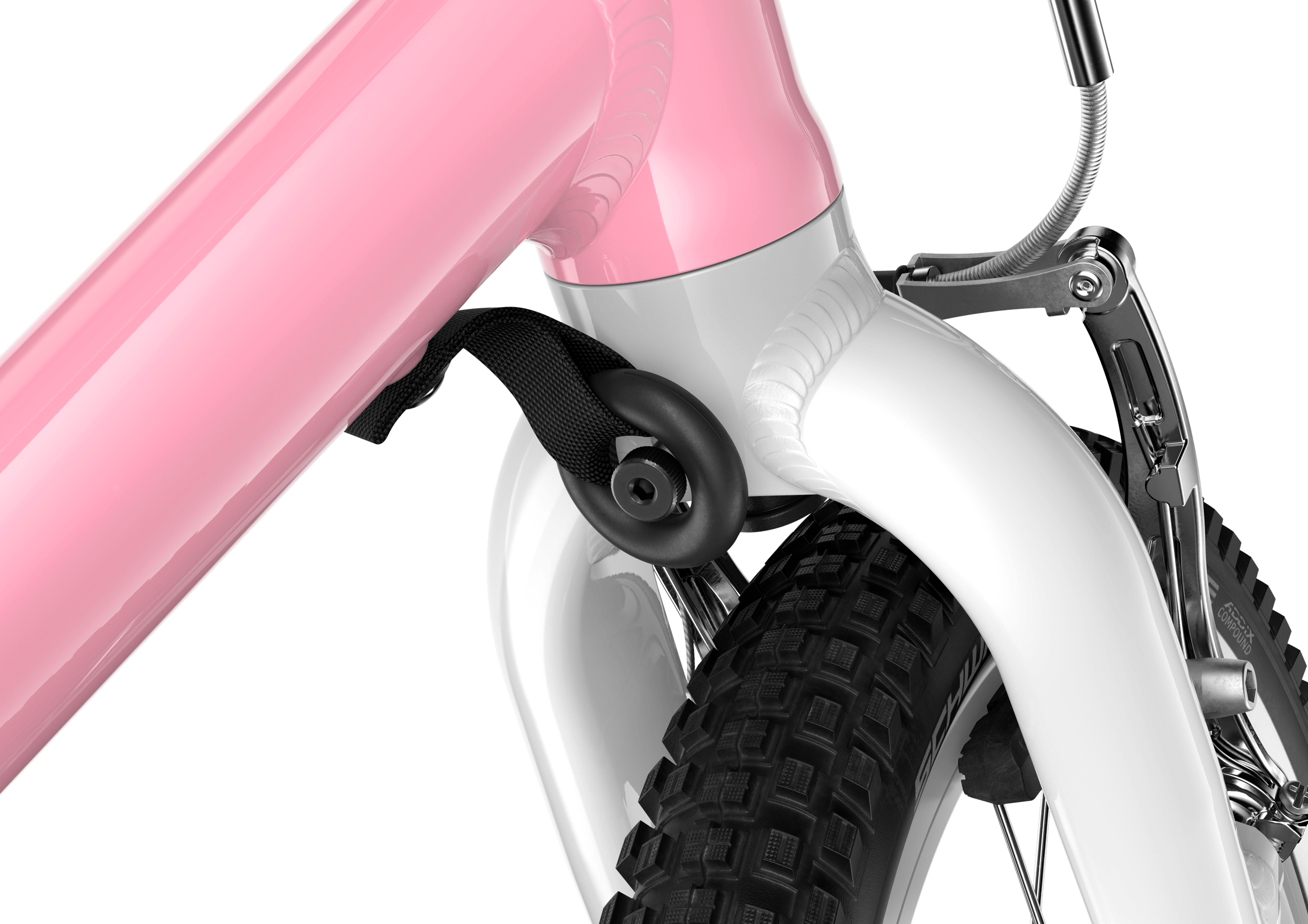 Detailansicht des Lenkeinschlagsbegrenzers am Kinderfahrrad woom GO 2