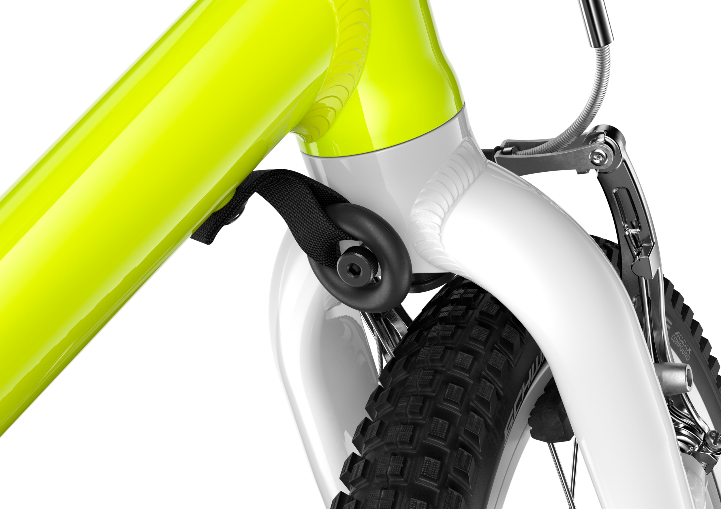 Detailansicht des Lenkeinschlagsbegrenzers am Kinderfahrrad woom GO 3