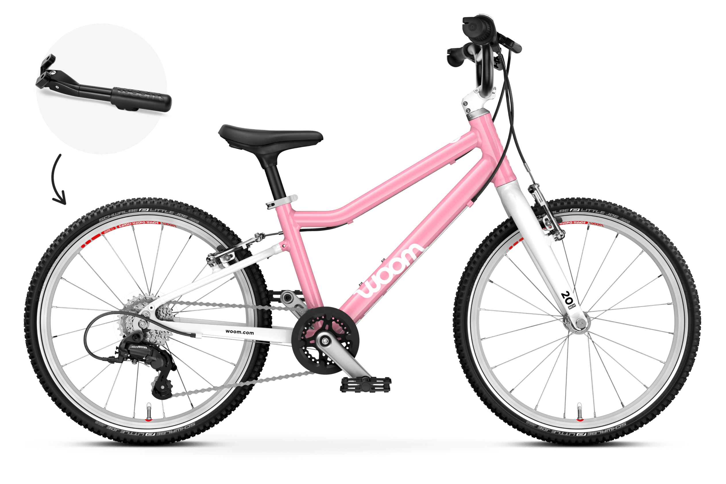 Vue latérale du vélo enfant woom GO 4 pour les enfants dès six ans