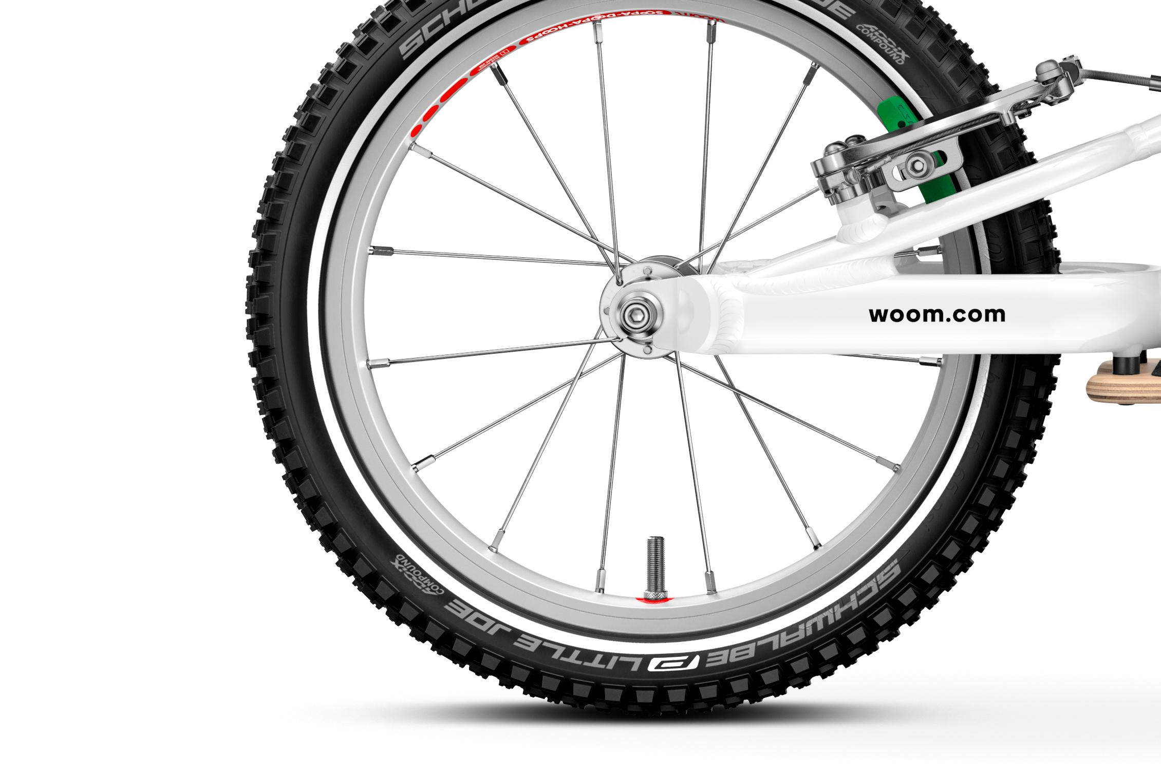 Front 14″ wheel on the woom GO 1 PLUS balance bike