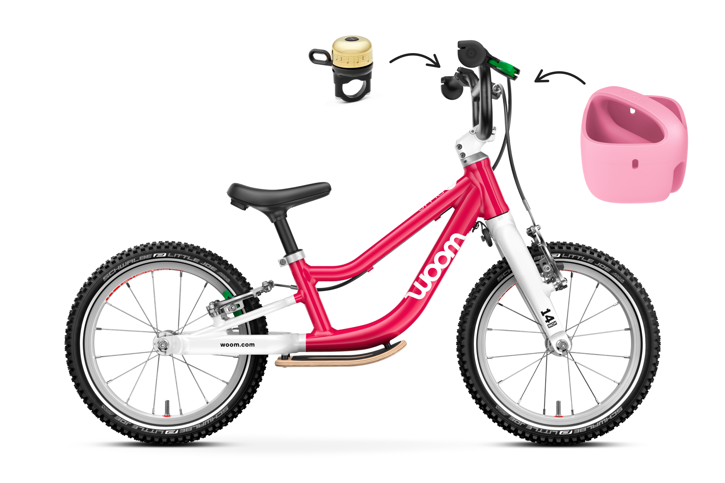 Profile view of the woom GO 1 PLUS balance bike for children aged 3-4.5