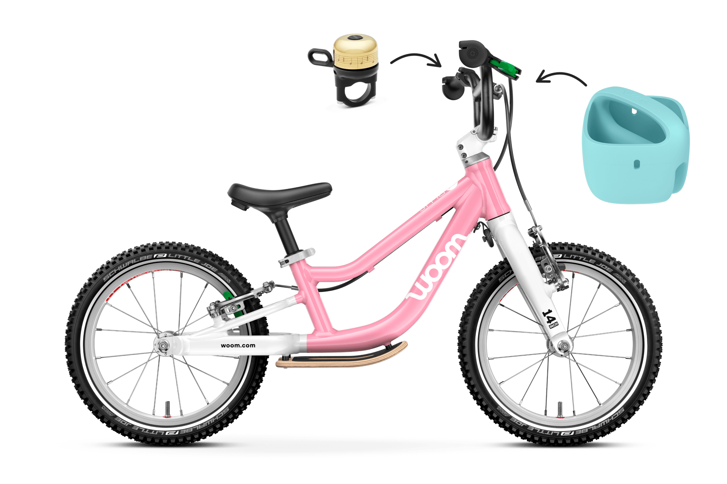 Profile view of the woom GO 1 PLUS balance bike for children aged 3-4.5