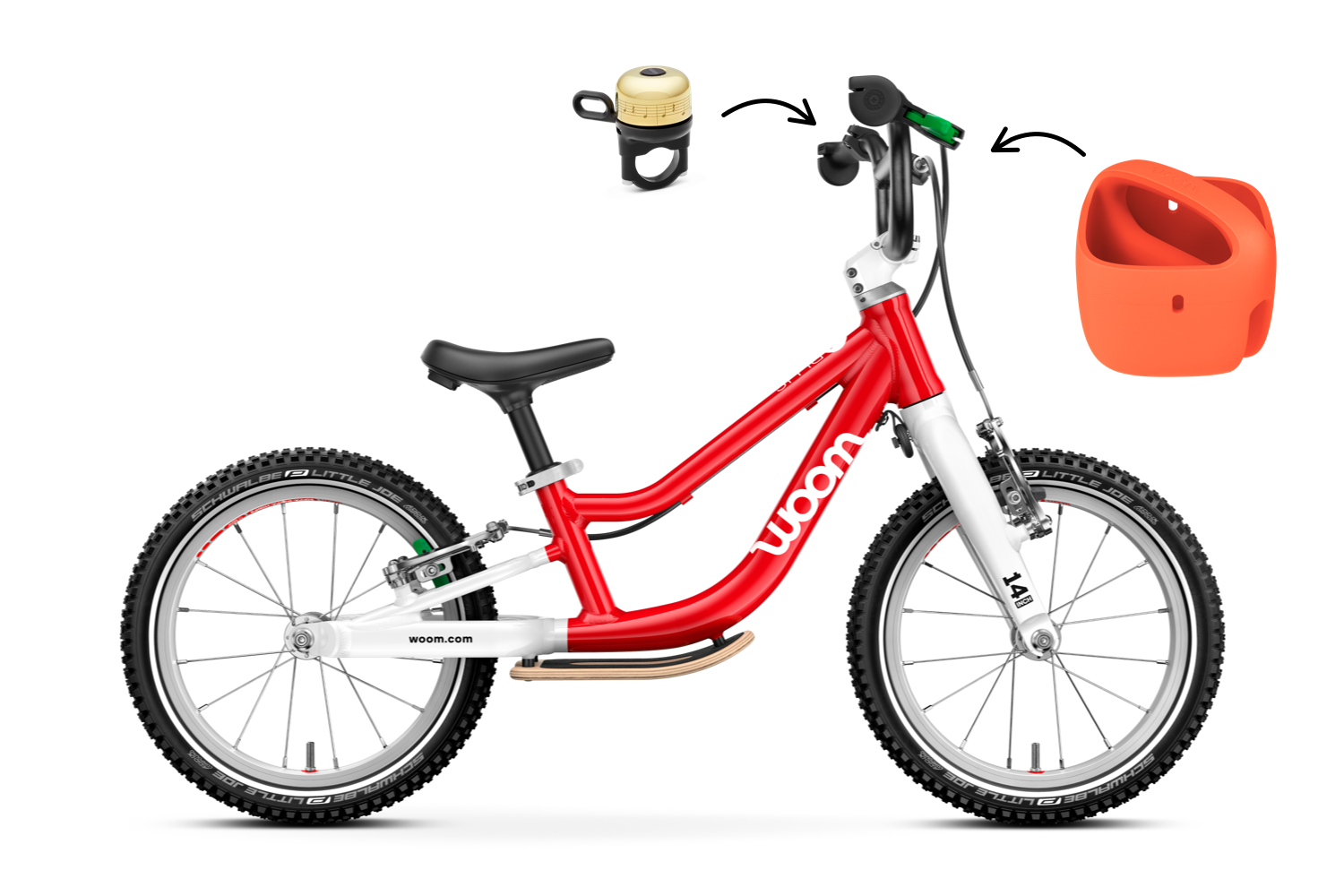Profile view of the woom GO 1 PLUS balance bike for children aged 3-4.5