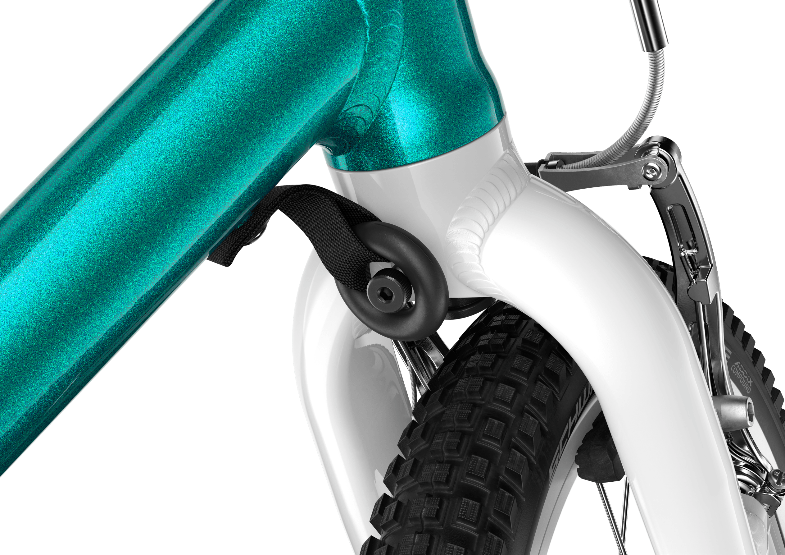 Detailed view of the steering limiter on the woom GO 1 PLUS balance bike