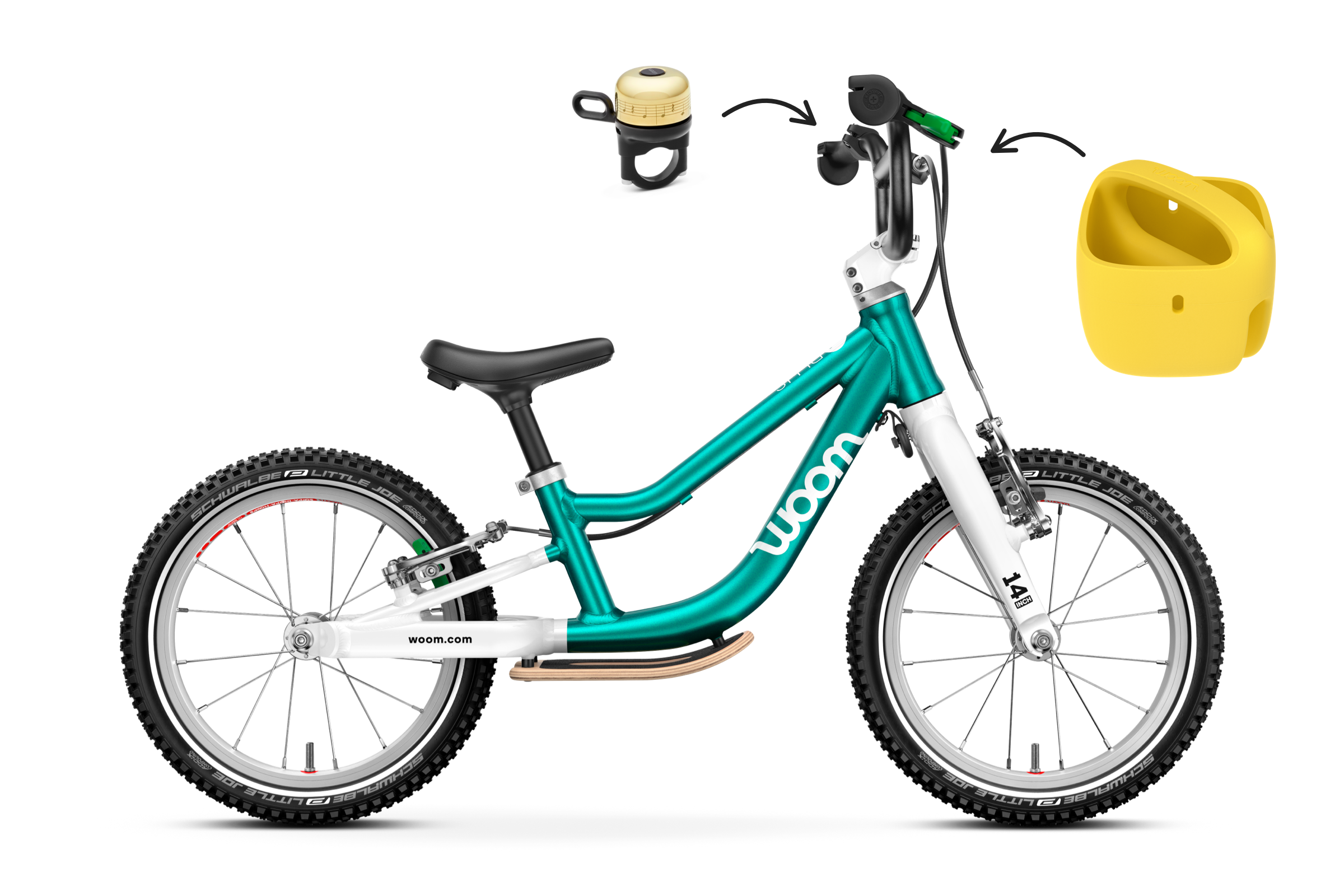 Profile view of the woom GO 1 PLUS balance bike for children aged 3-4.5
