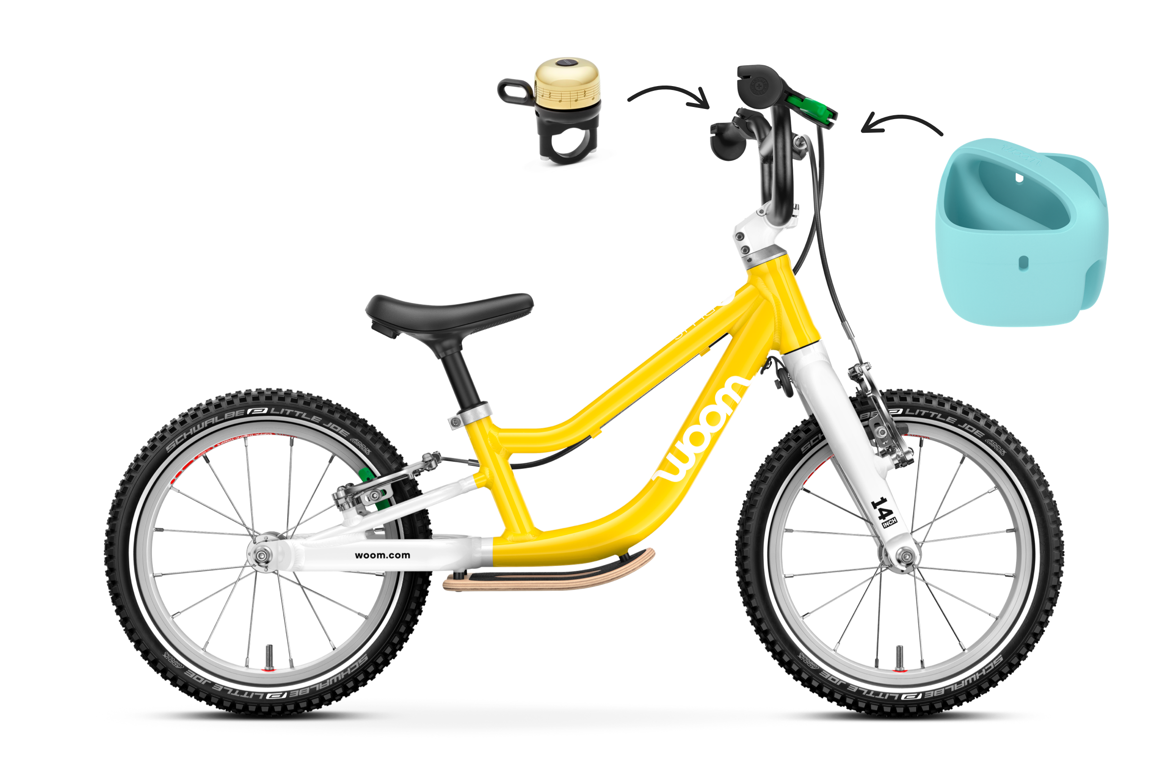 Profile view of the woom GO 1 PLUS balance bike for children aged 3-4.5