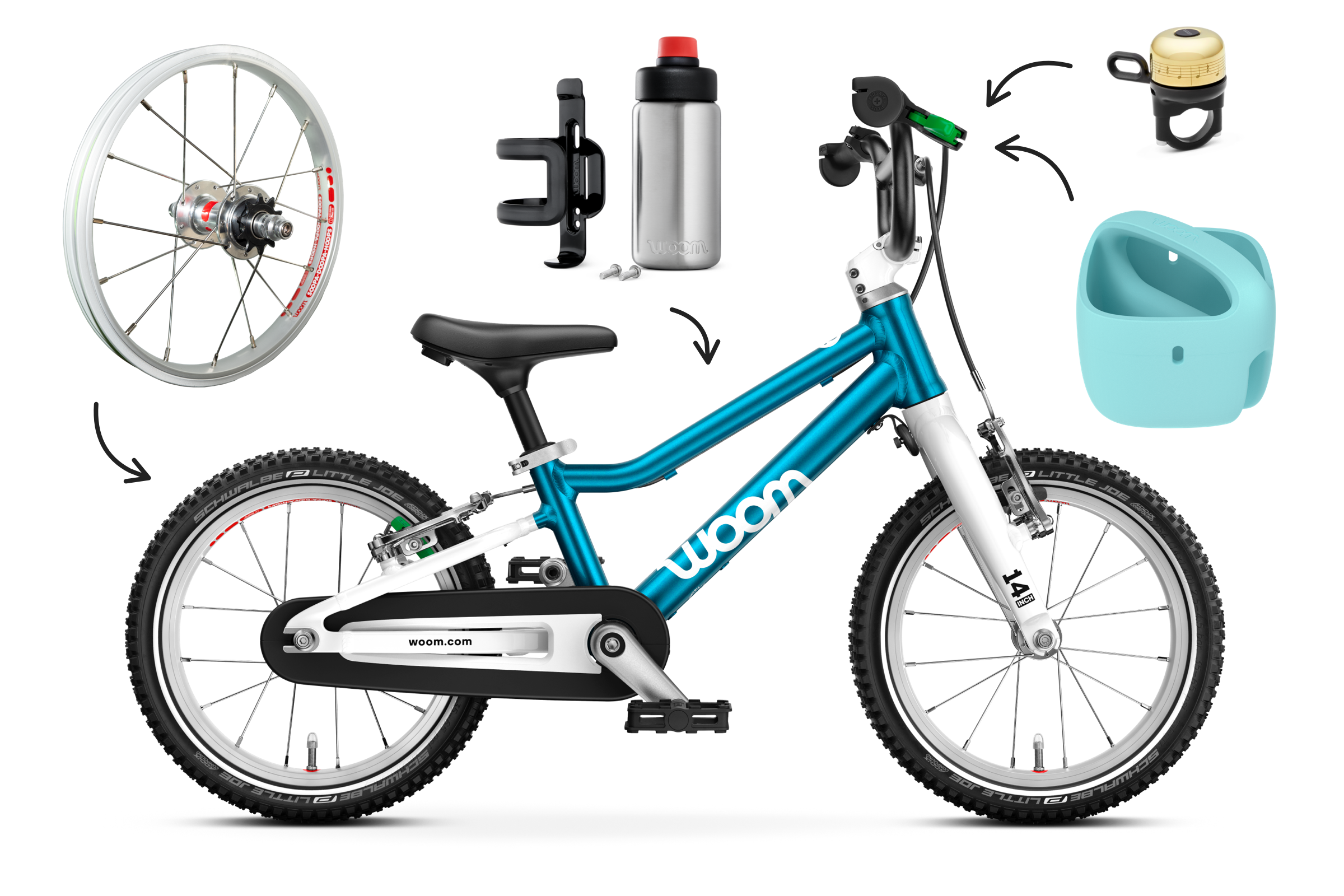 Profile view of the woom GO 2 bike for children aged 3 years and up