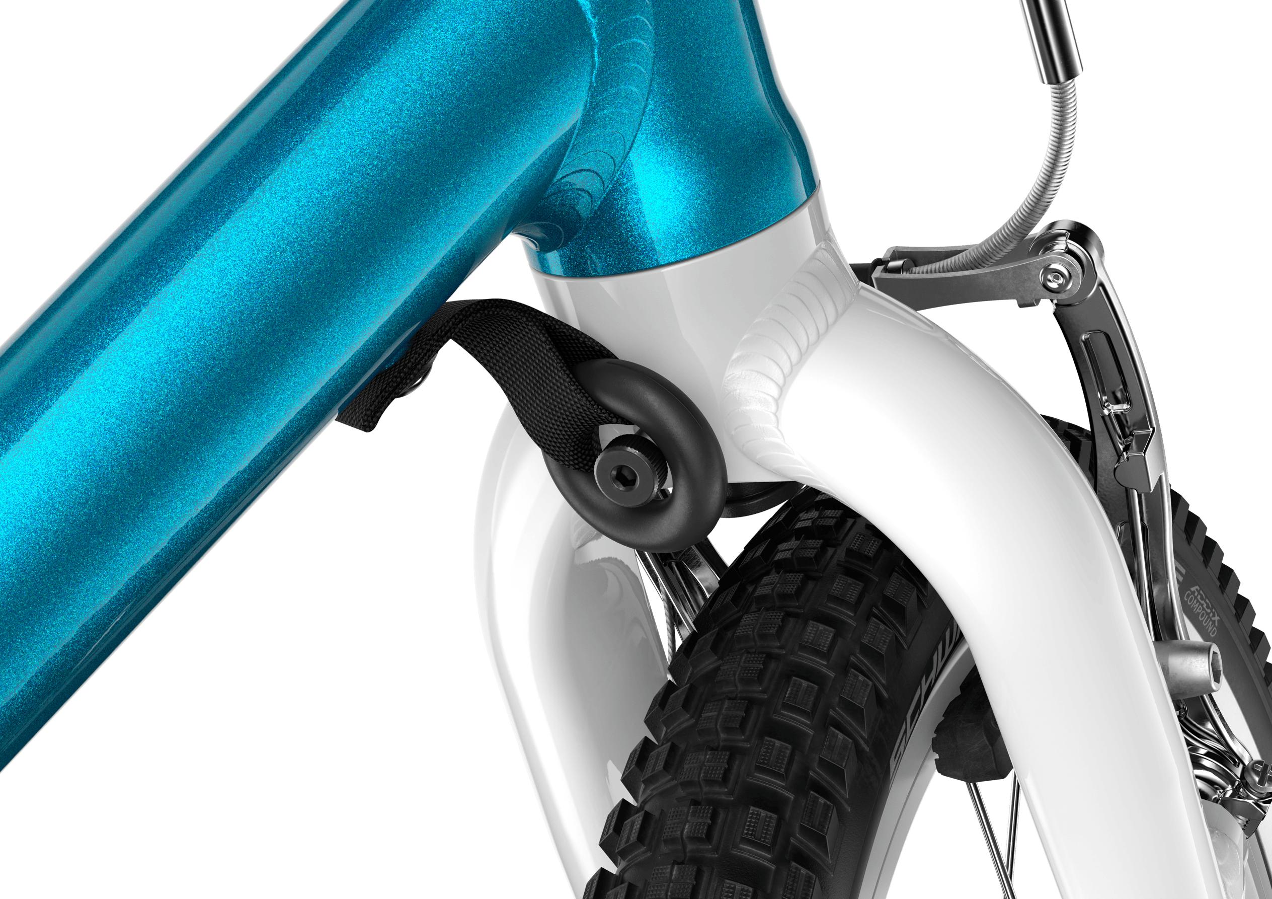 Detailed view of the steering limiter on the woom GO 2 children's bike