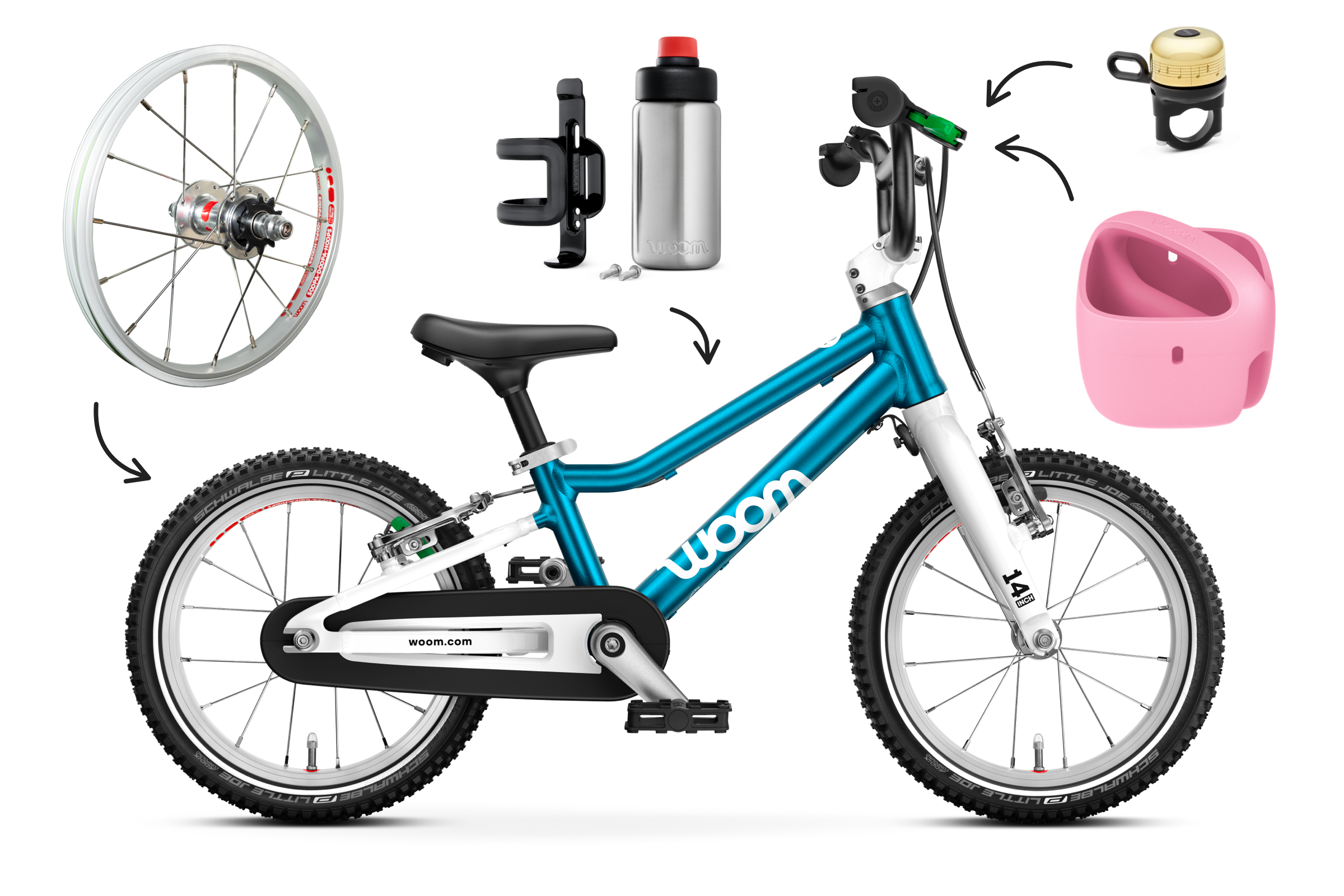 Profile view of the woom GO 2 bike for children aged 3 years and up