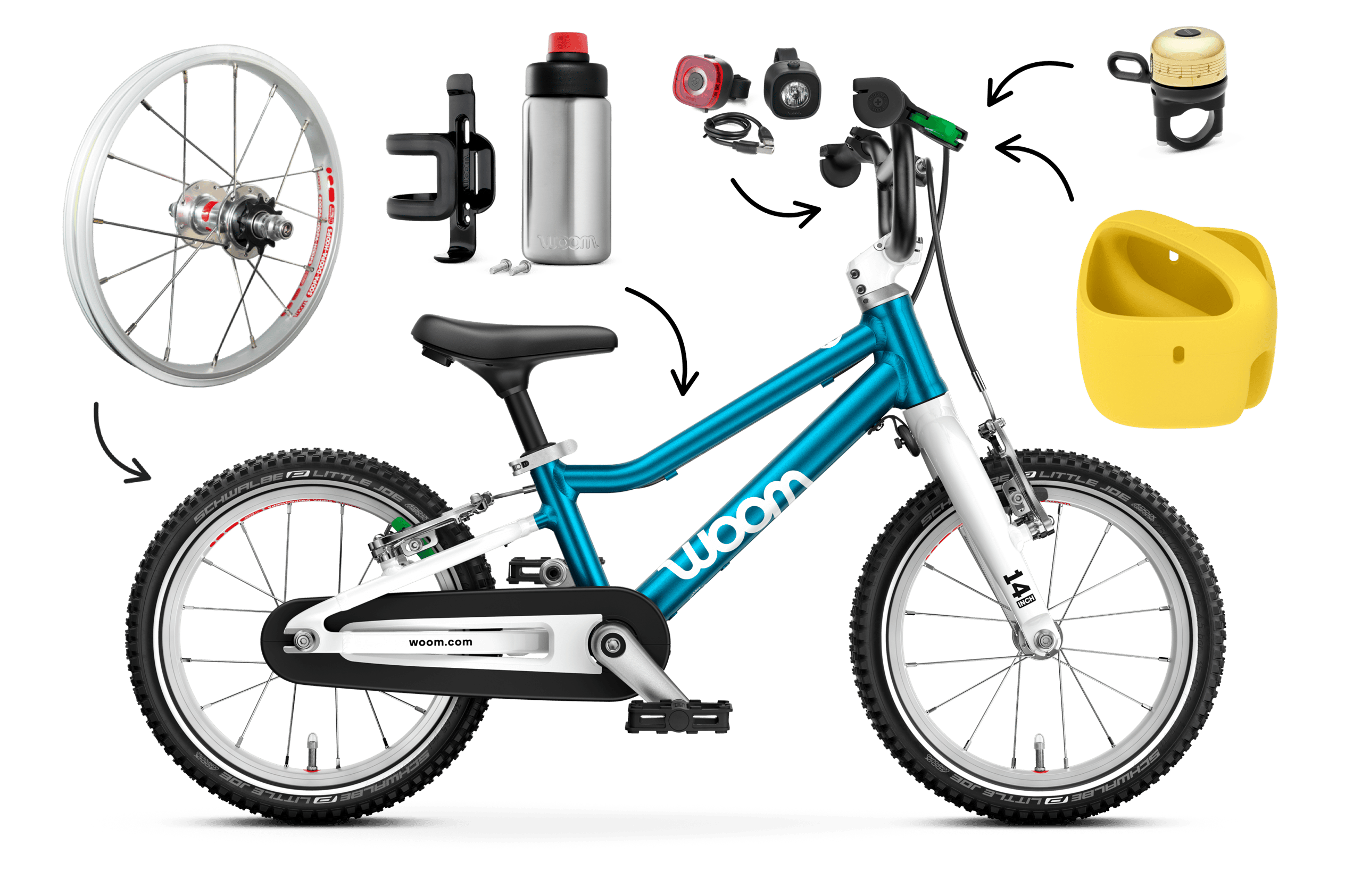 Profile view of the woom GO 2 bike for children aged 3 years and up