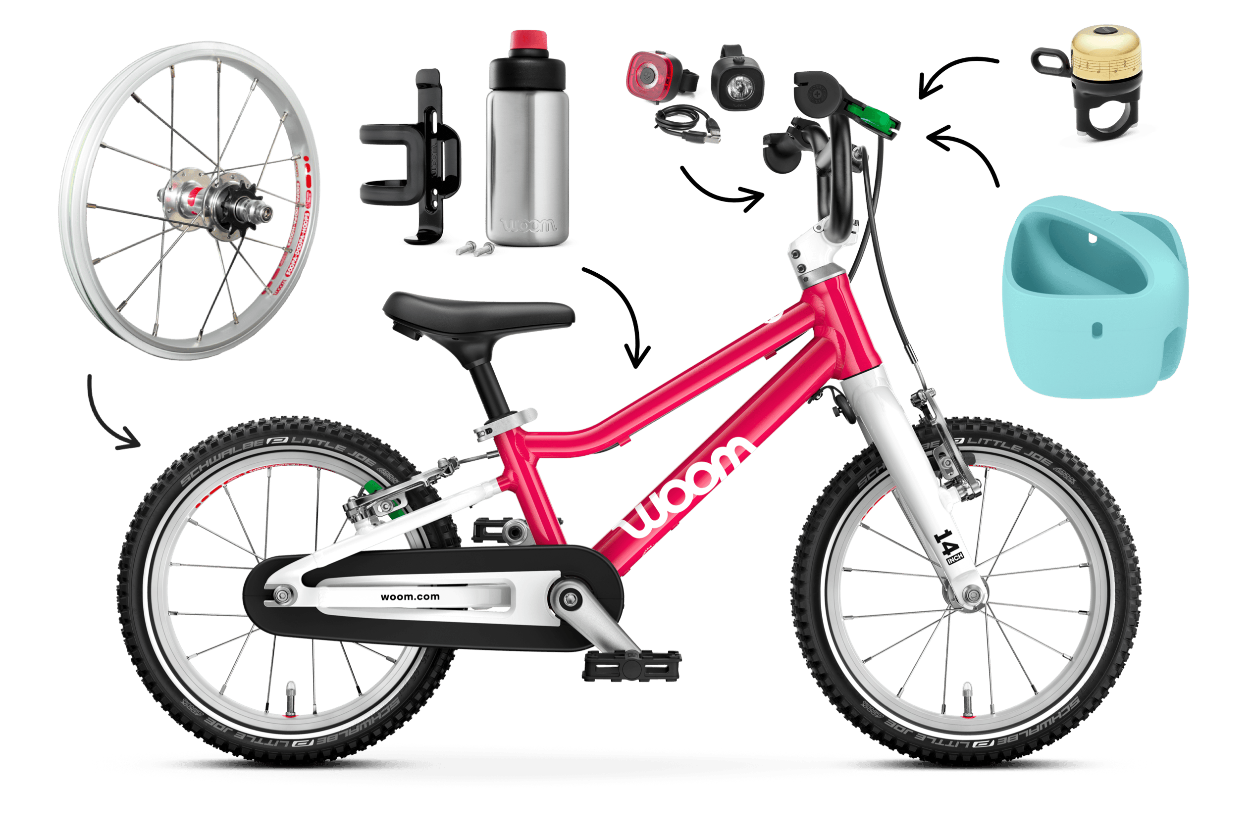 Profile view of the woom GO 2 bike for children aged 3 years and up