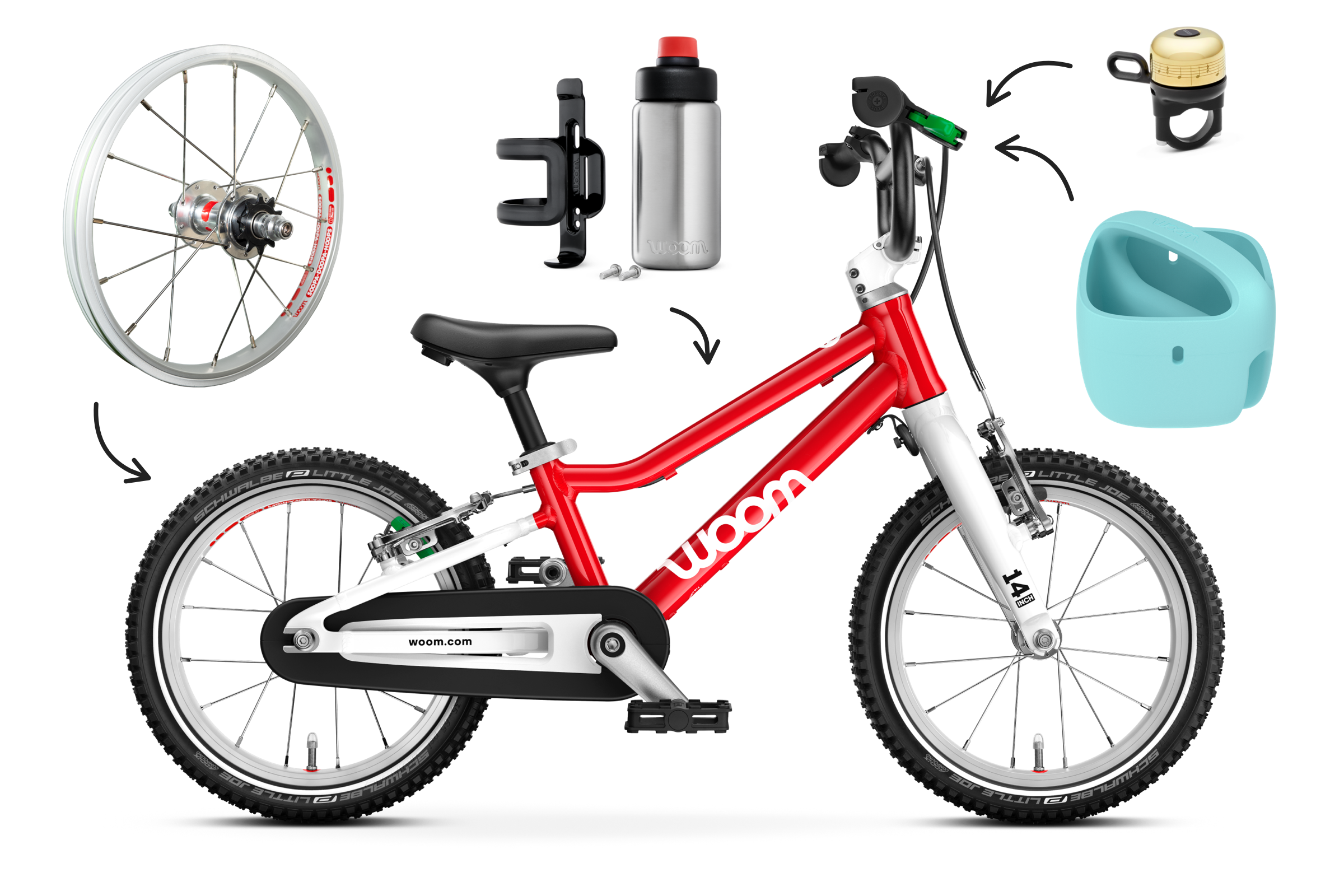 Profile view of the woom GO 2 bike for children aged 3 years and up