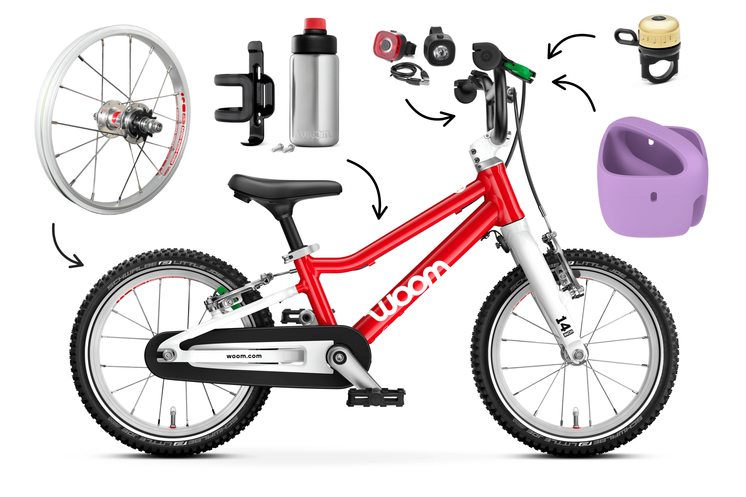 Profile view of the woom GO 2 bike for children aged 3 years and up