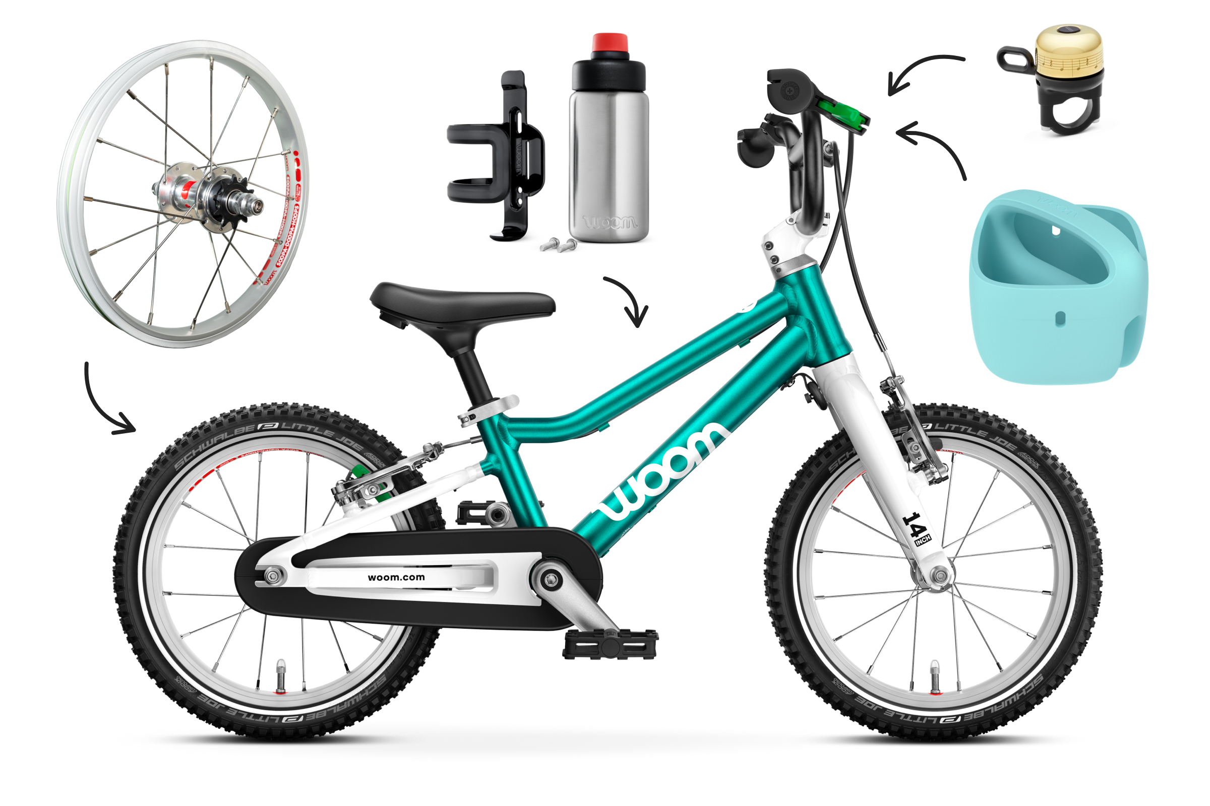 Profile view of the woom GO 2 bike for children aged 3 years and up