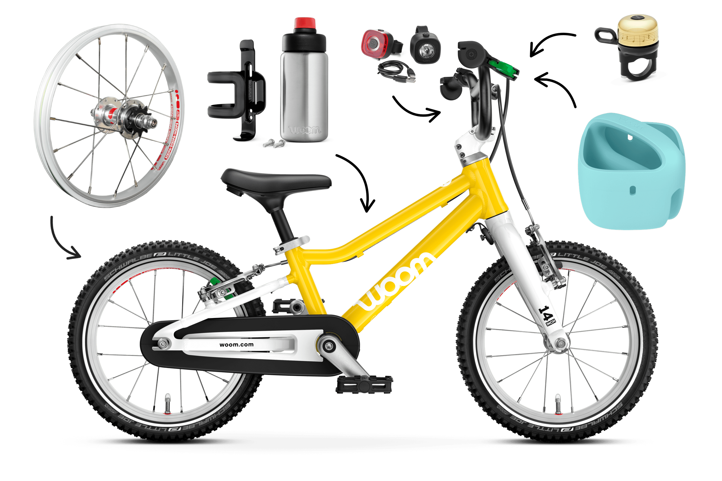 Profile view of the woom GO 2 bike for children aged 3 years and up