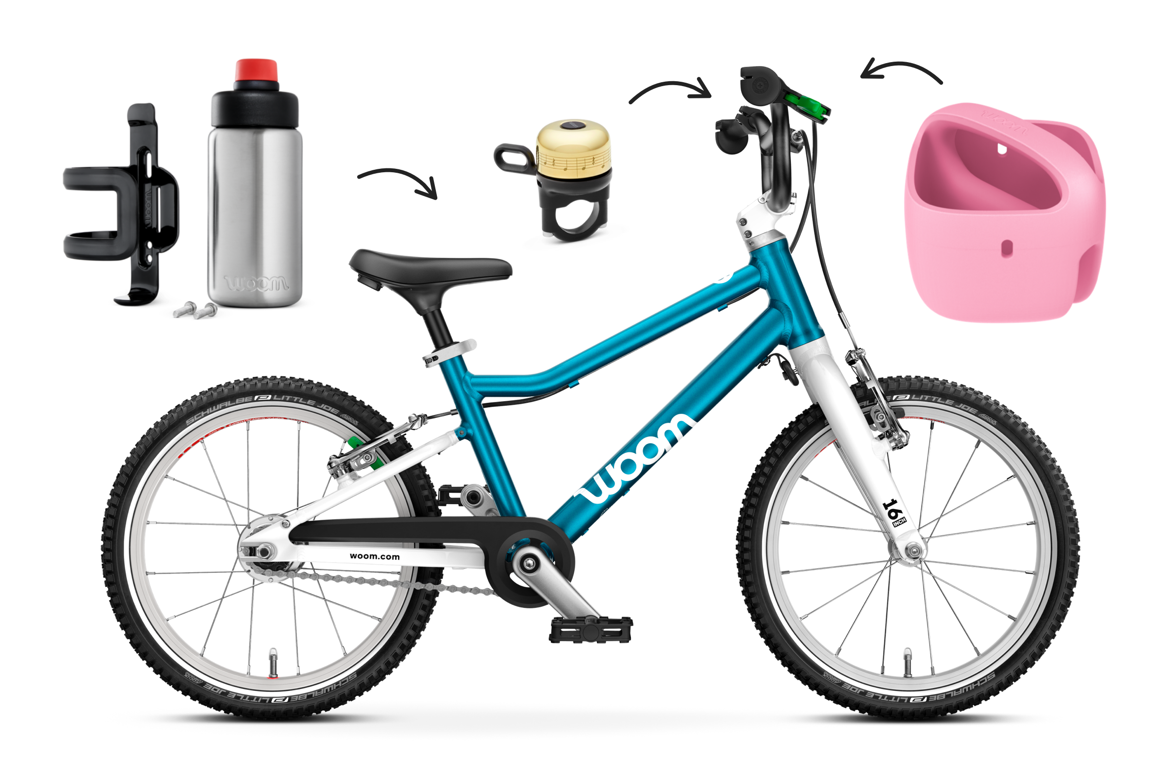 Profile view of the woom GO 3 AUTOMAGIC bike for children aged 4 years and up