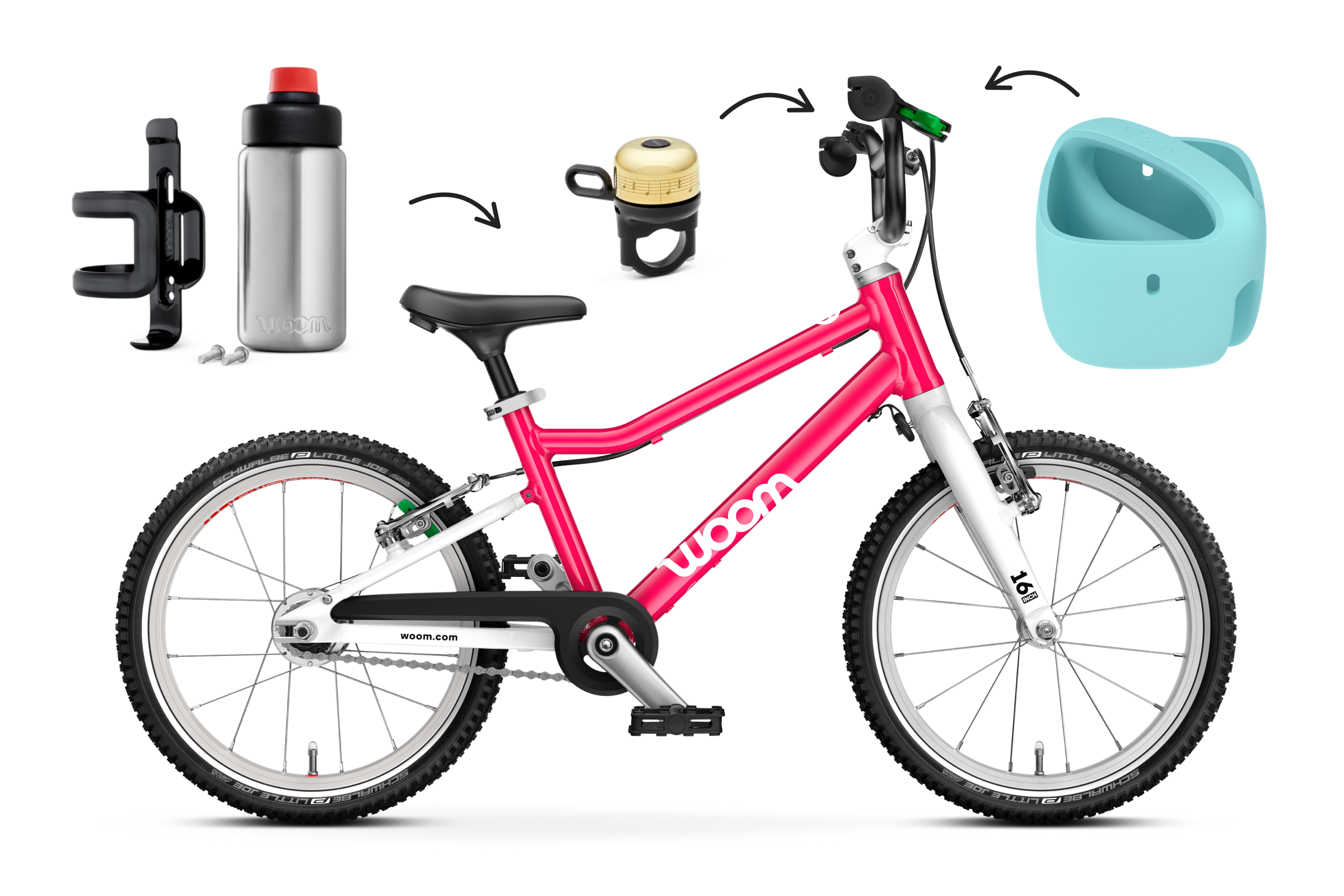 Profile view of the woom GO 3 AUTOMAGIC bike for children aged 4 years and up