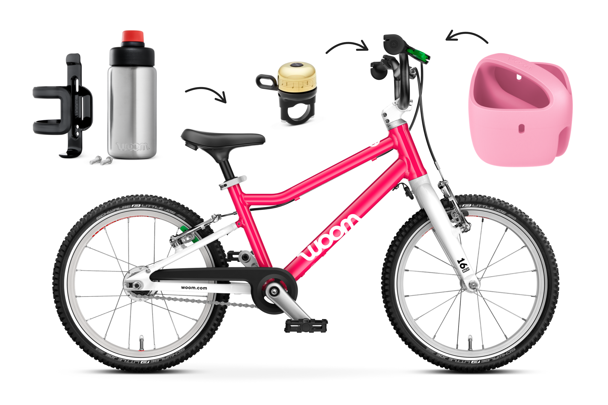 Profile view of the woom GO 3 AUTOMAGIC bike for children aged 4 years and up