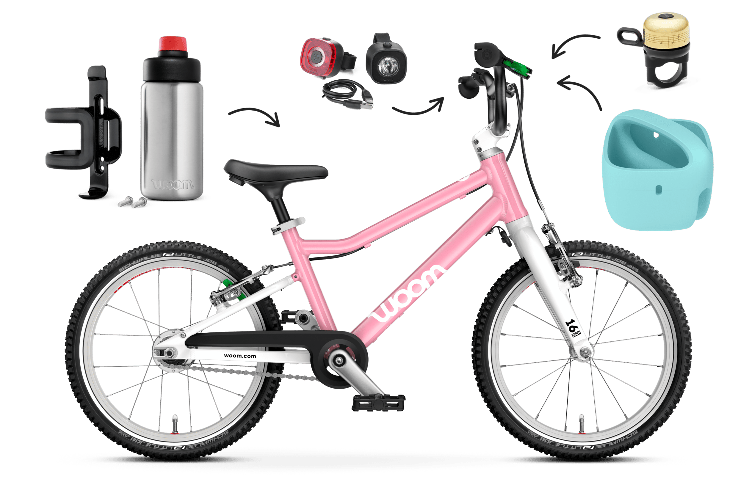 Profile view of the woom GO 3 AUTOMAGIC bike for children aged 4 years and up