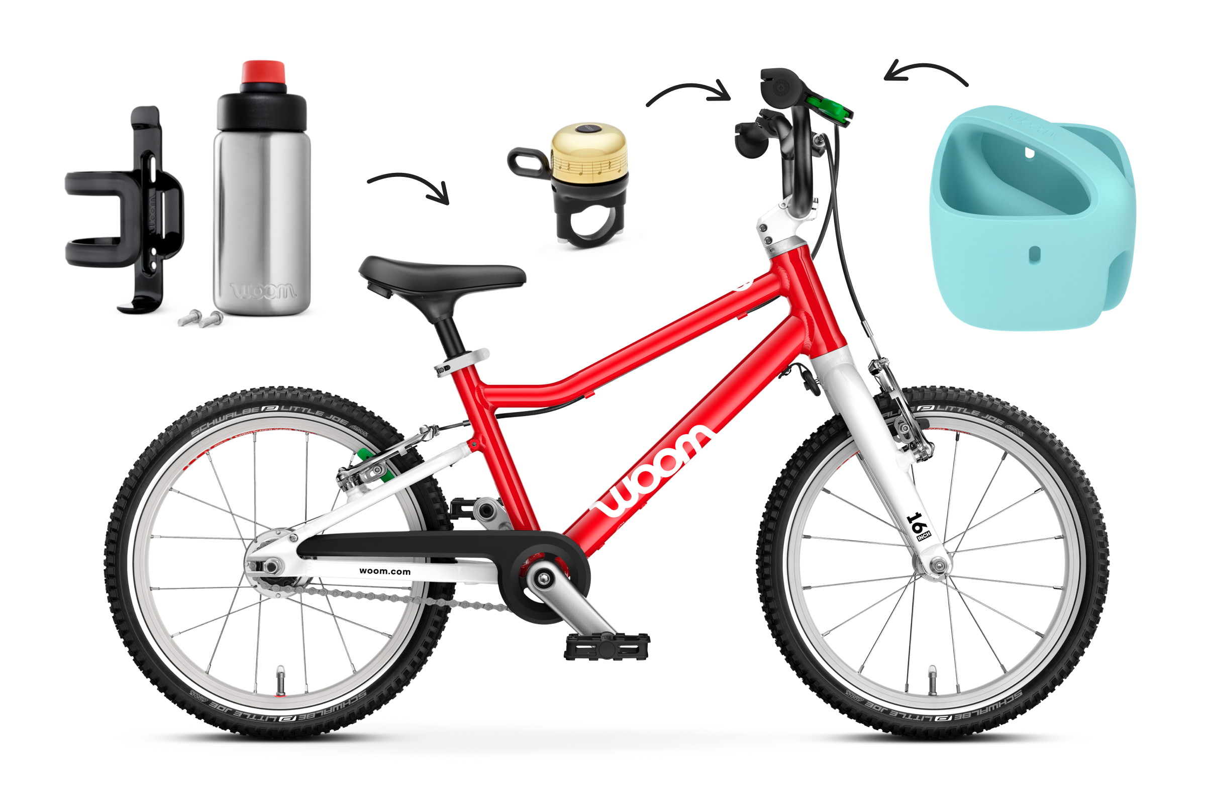 Profile view of the woom GO 3 AUTOMAGIC bike for children aged 4 years and up