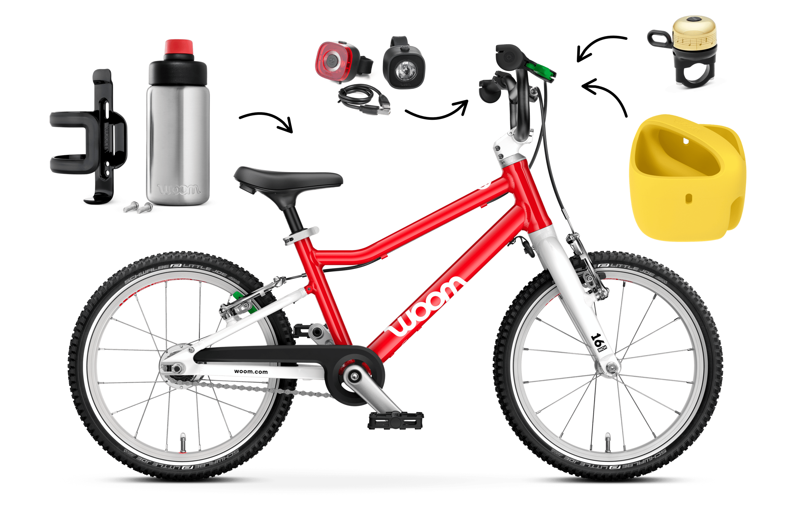 Profile view of the woom GO 3 AUTOMAGIC bike for children aged 4 years and up