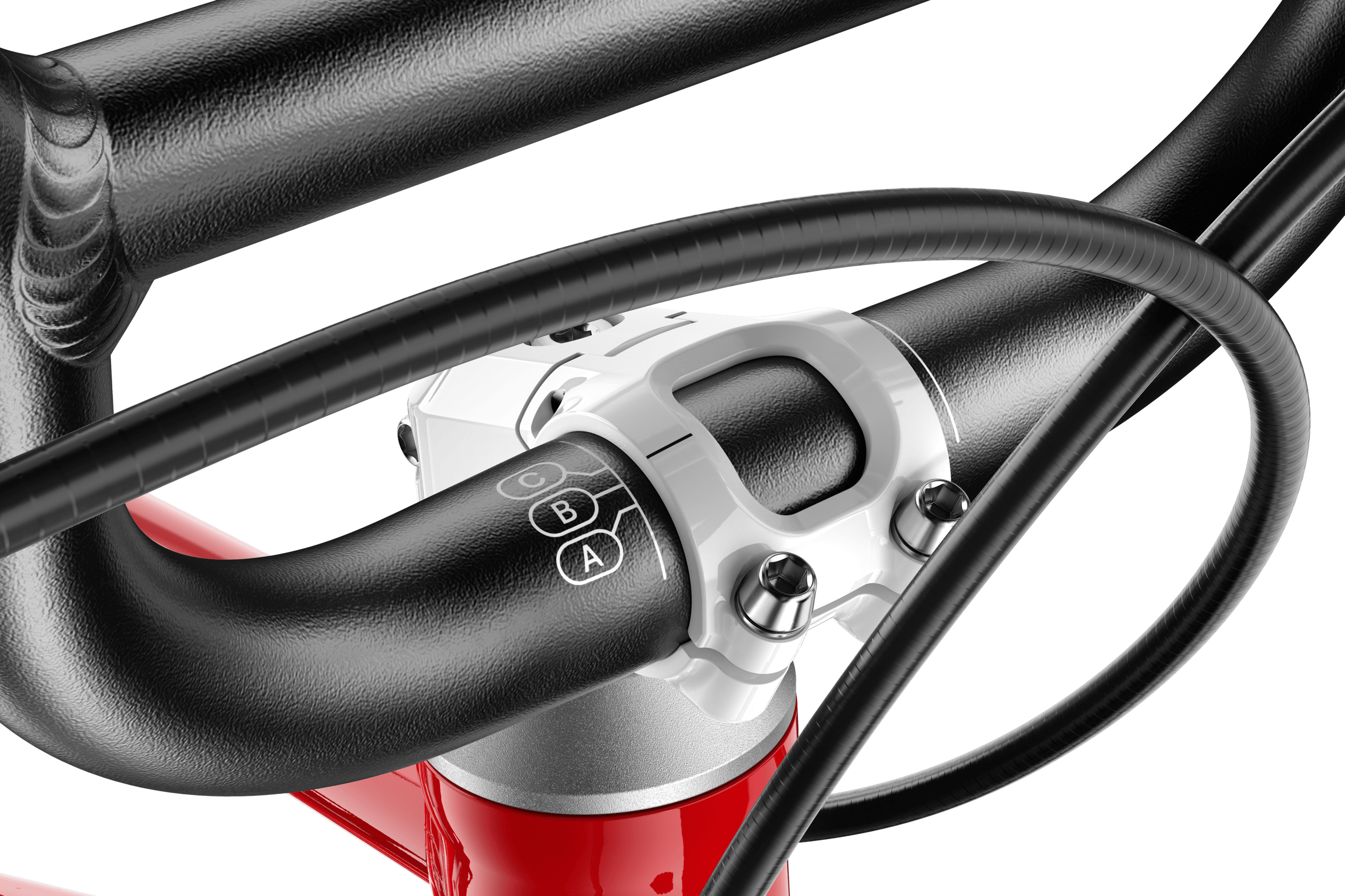 ABC markings for adjusting the handlebars on the woom GO 3 AUTOMAGIC children's bike