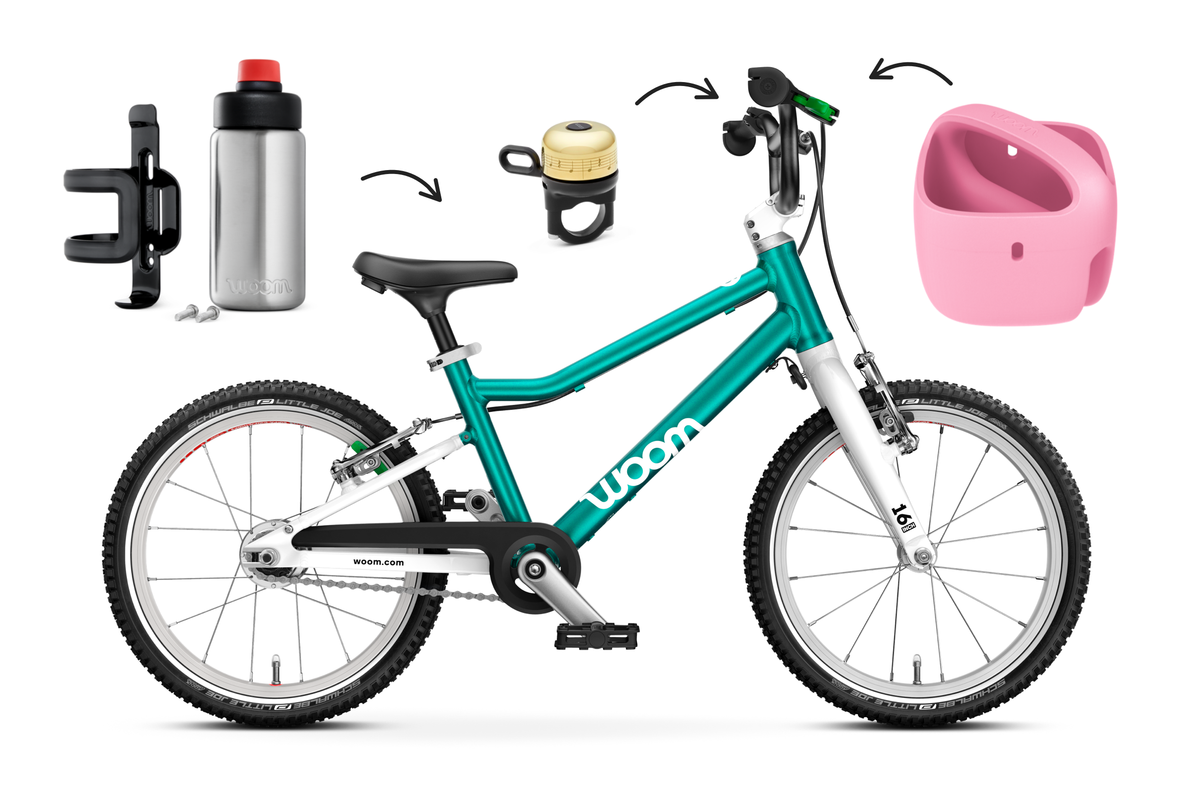 Profile view of the woom GO 3 AUTOMAGIC bike for children aged 4 years and up