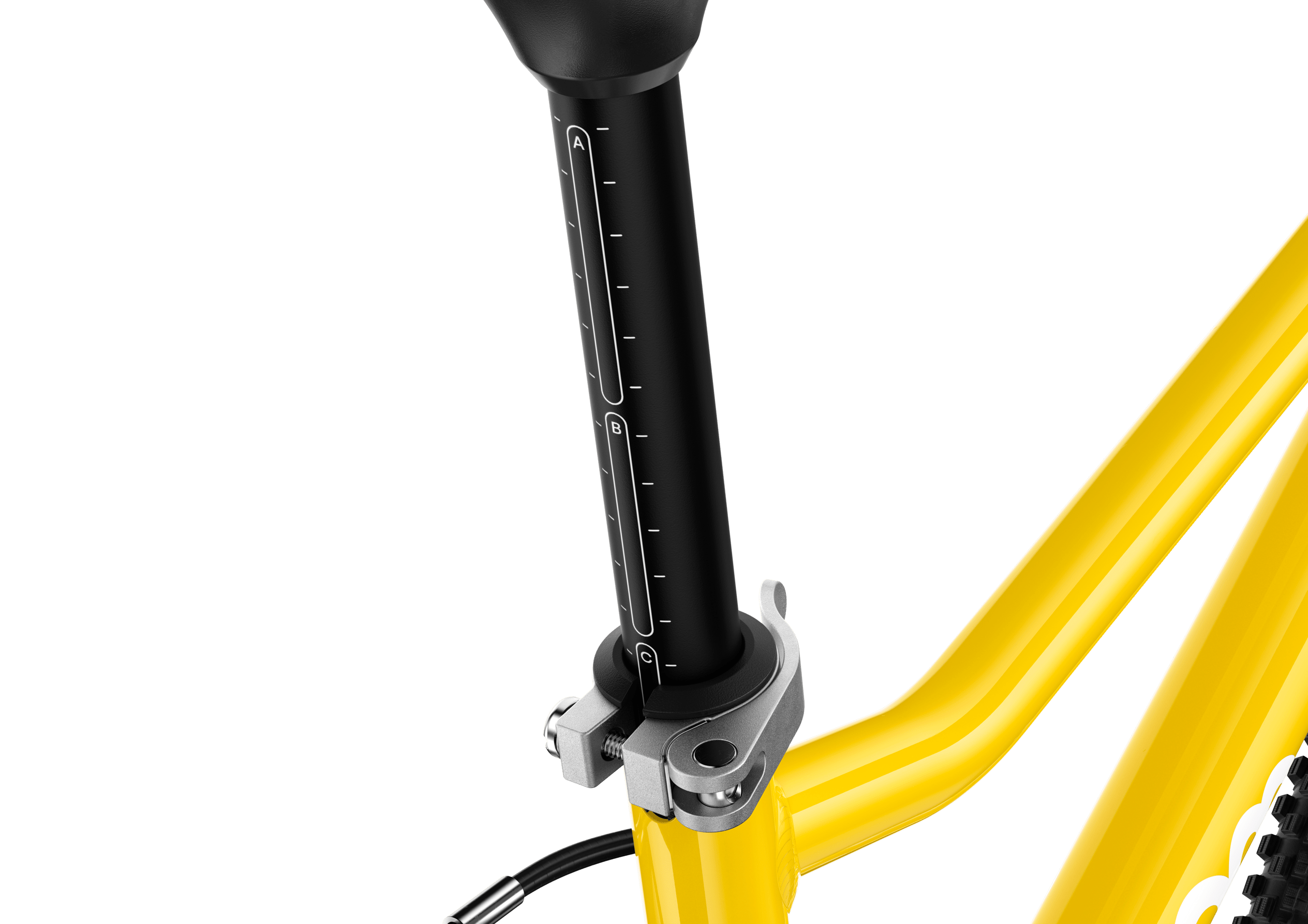 ABC markings for adjusting the seatpost on the woom GO 3 AUTOMAGIC children's bike