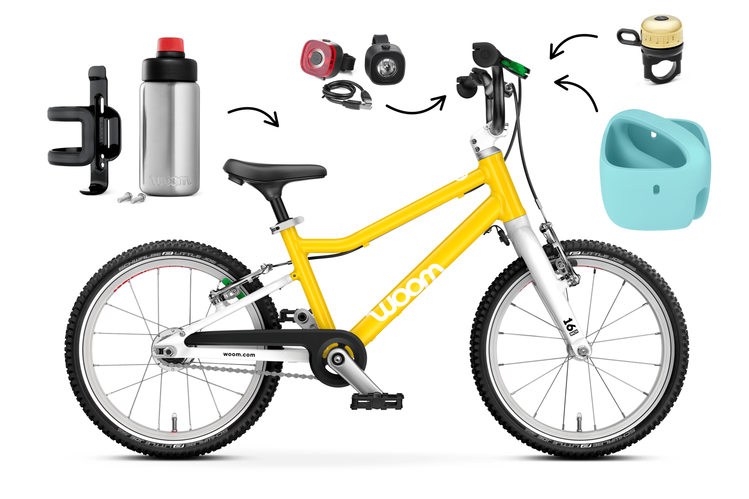 Profile view of the woom GO 3 AUTOMAGIC bike for children aged 4 years and up