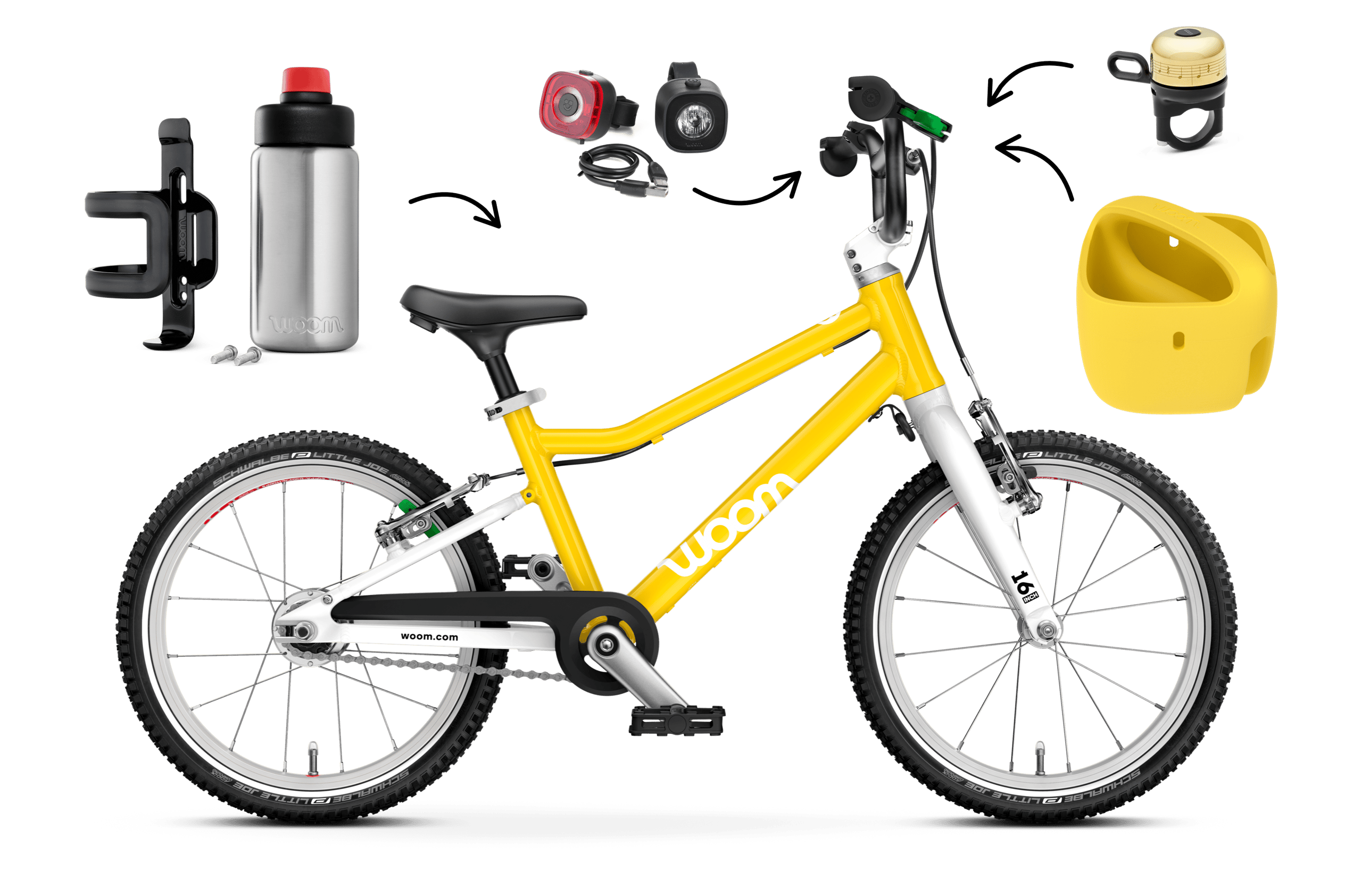 Profile view of the woom GO 3 AUTOMAGIC bike for children aged 4 years and up