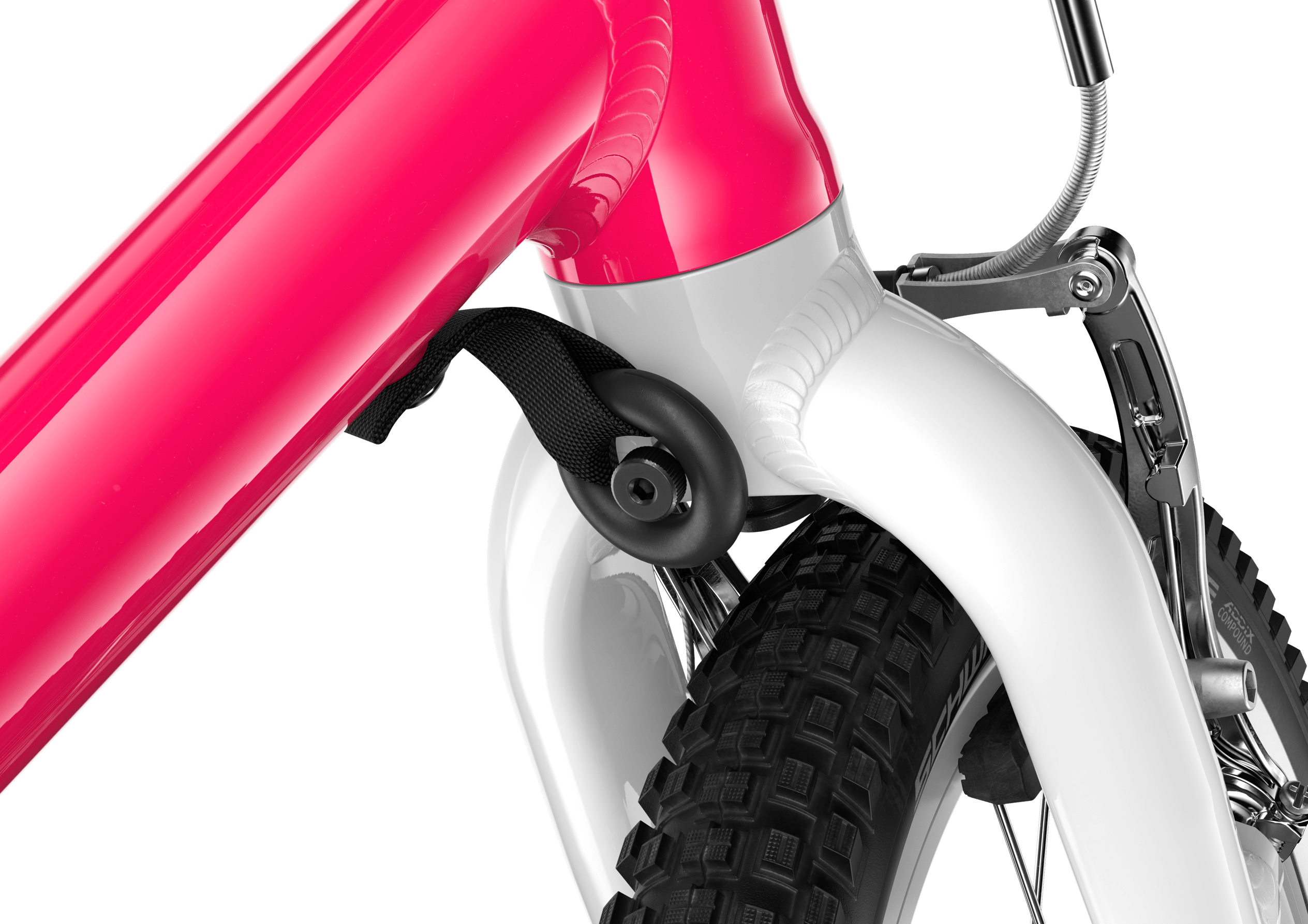 Detailed view of the steering limiter on the woom GO 3 children's bike