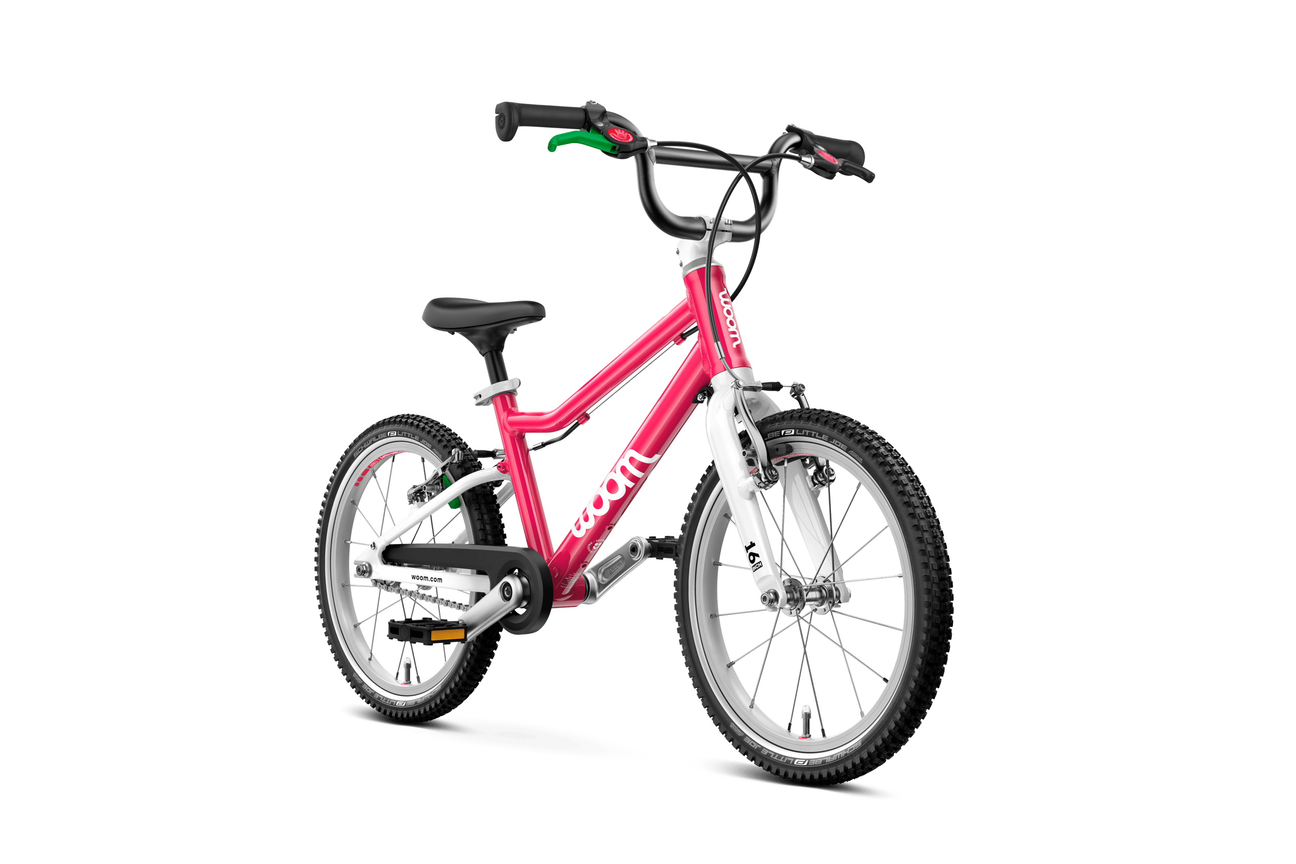 Side front view of the woom GO 3 bike for children aged 4 years and up
