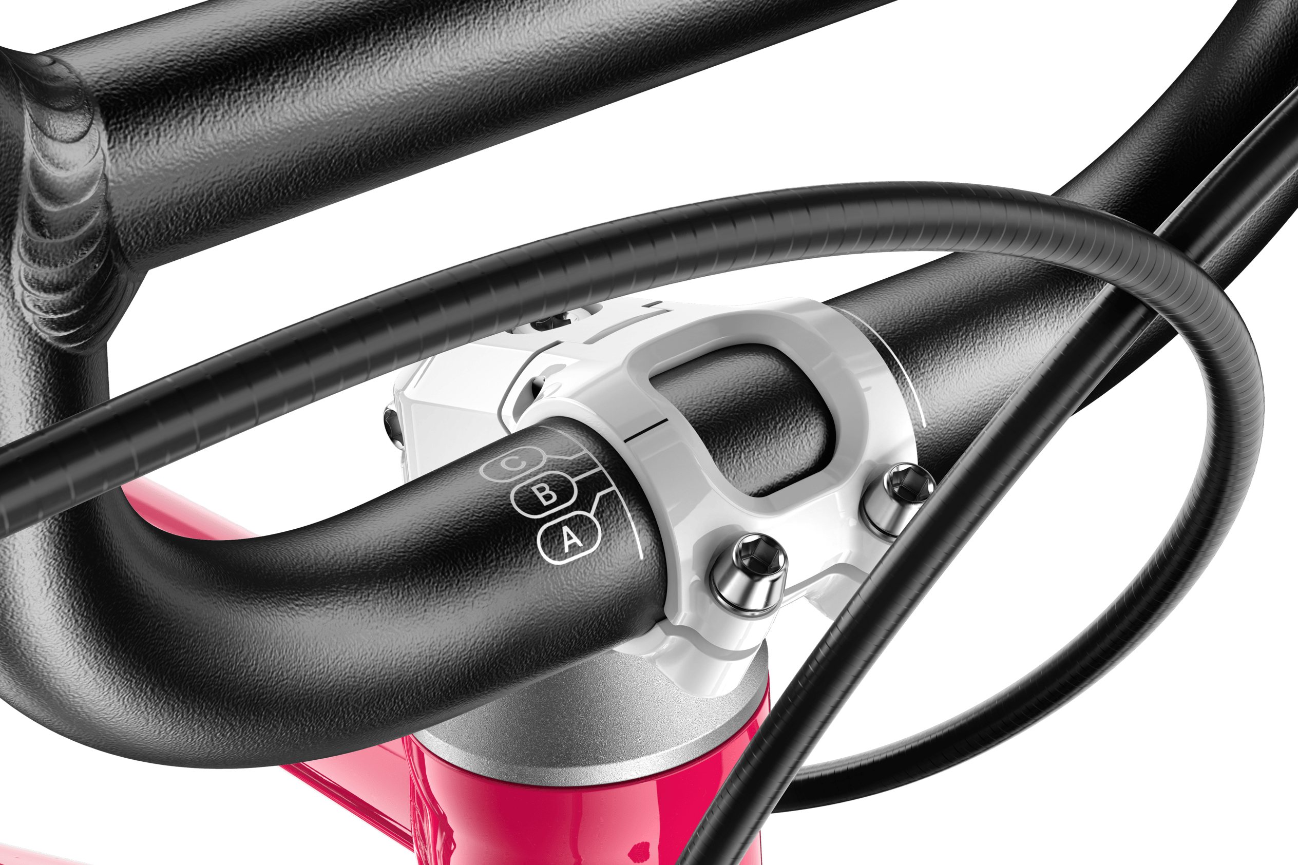 ABC markings for adjusting the handlebars on the woom GO 3 children's bike