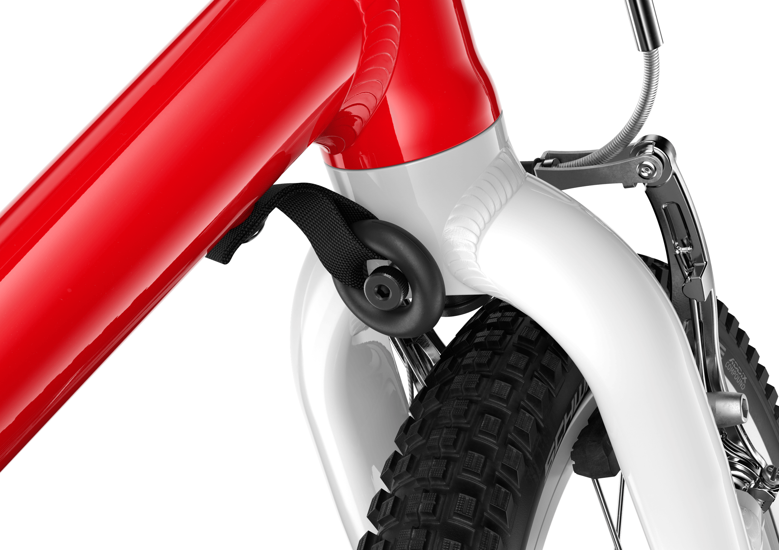 Detailed view of the steering limiter on the woom GO 3 children's bike