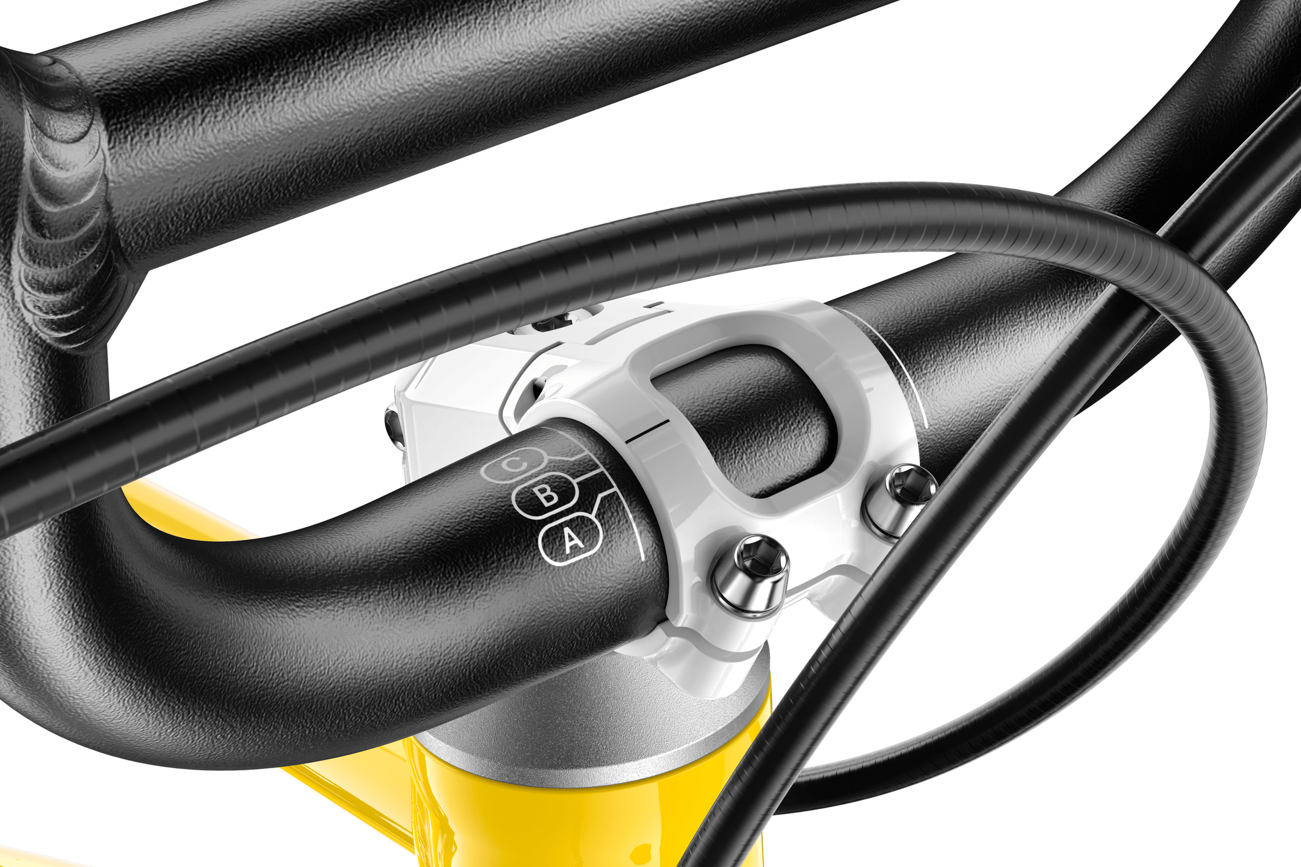 ABC markings for adjusting the handlebars on the woom GO 3 children's bike