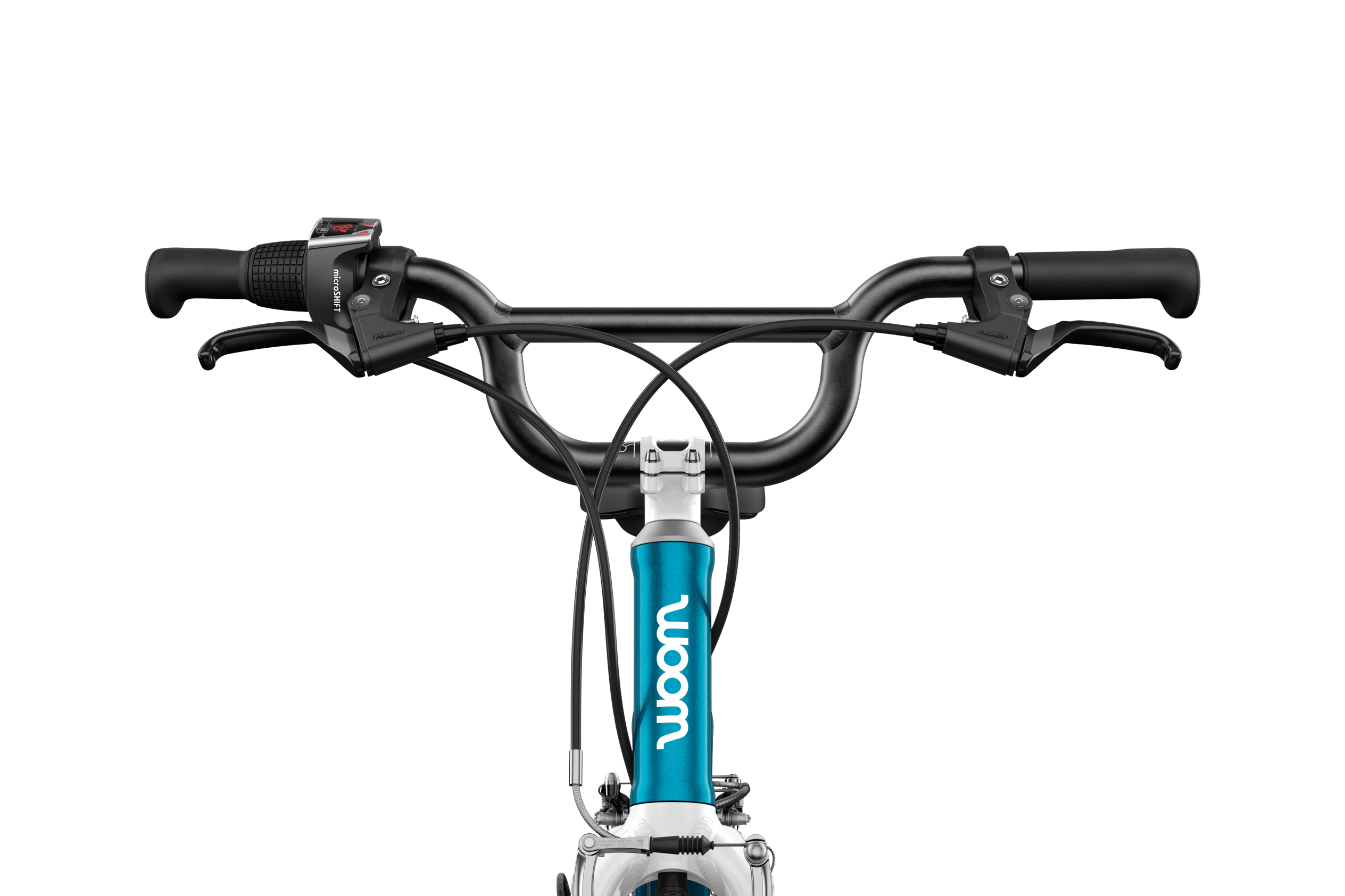 Detailed view of the BMX-style bars on the woom GO 4 children's bike