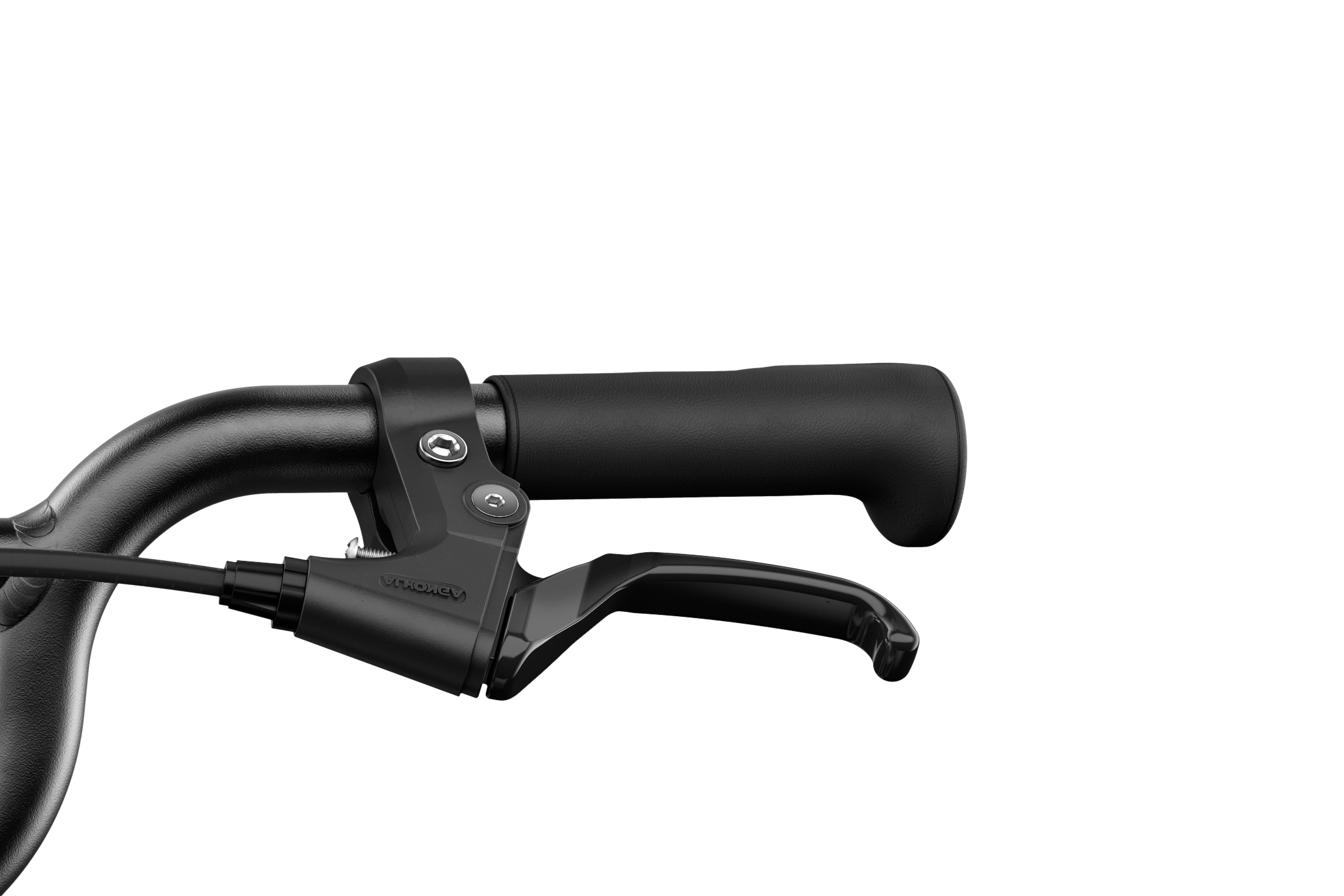 Detailed view of a brake lever on the woom GO 4 children's bike with 20″ wheels