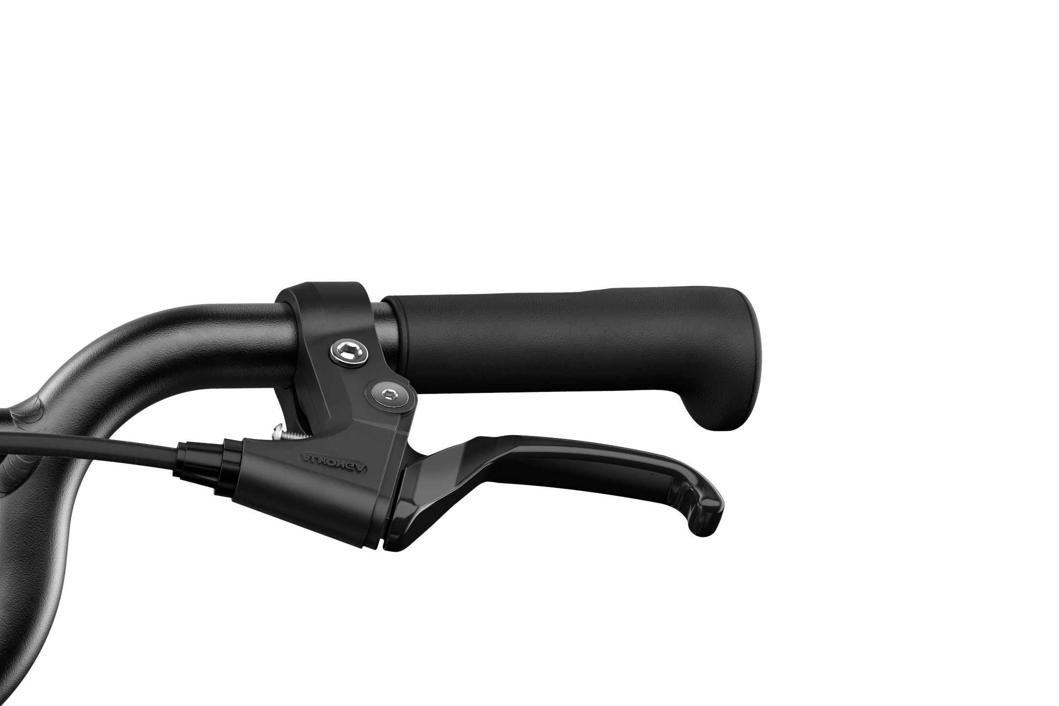 Detailed view of a brake lever on the woom GO 4 children's bike with 20″ wheels