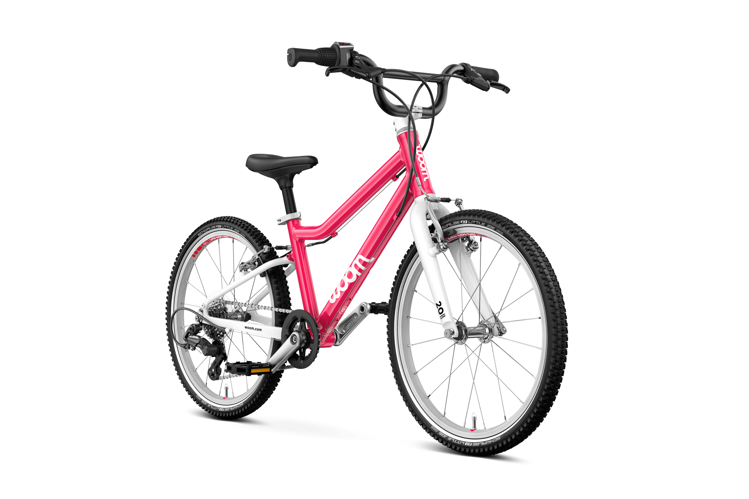 Side front view of the woom GO 4 bike for children aged 6 years and up