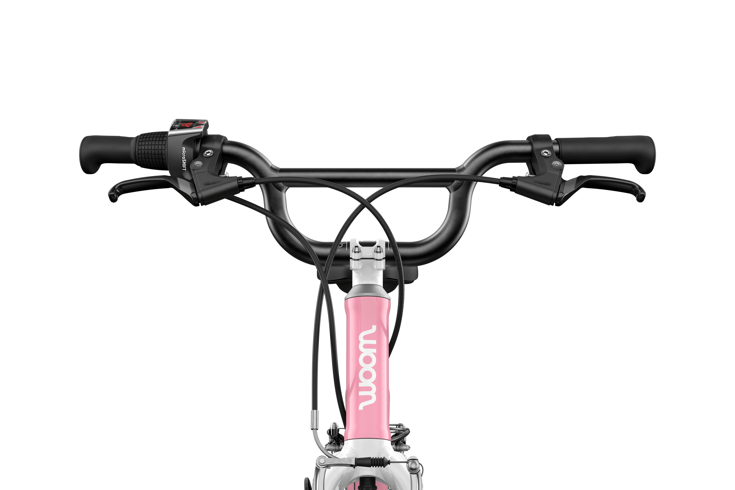 Detailed view of the BMX-style bars on the woom GO 4 children's bike