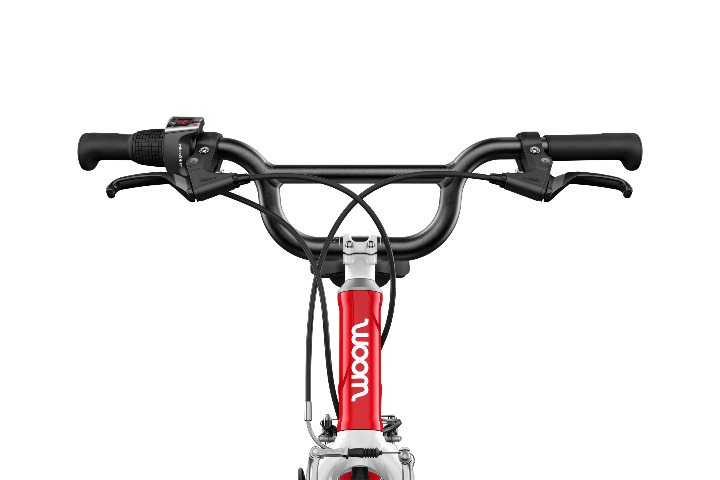 Detailed view of the BMX-style bars on the woom GO 4 children's bike